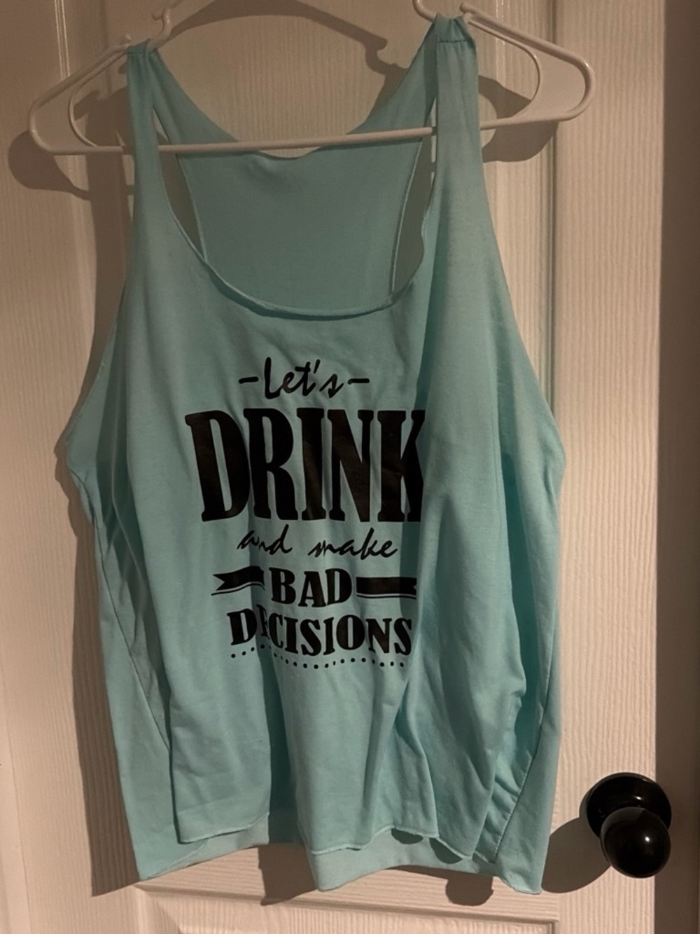 SHEIN Light Blue Graphic Tank Top - "Let's Drink" Slogan